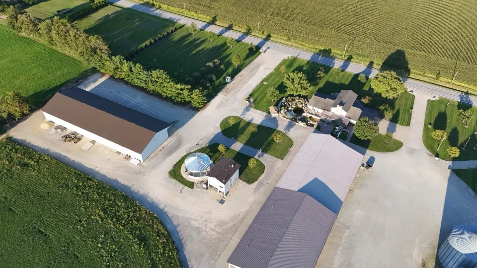 Aerial view of Green Acres Farms